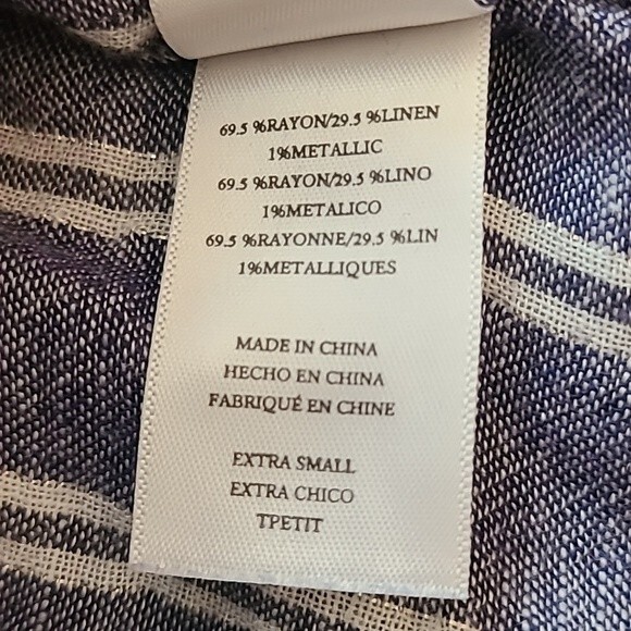 Rails Sydney Collared Artic Stripe Linnen Button Down Blouse Size XS - Picture 11 of 16